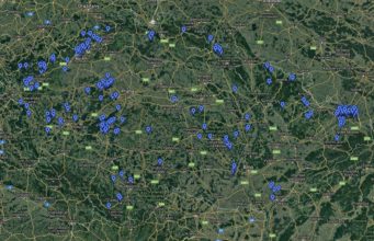 Mapa hlubinných a povrchových dolů v ČR